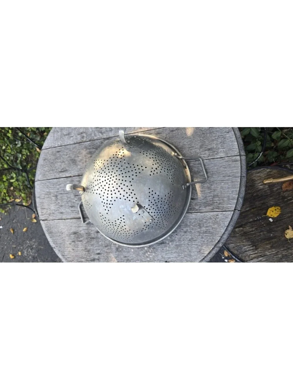 Antique Tin 7 Star Colander 2 Handles Farmhouse 3 Legs 11W”X5